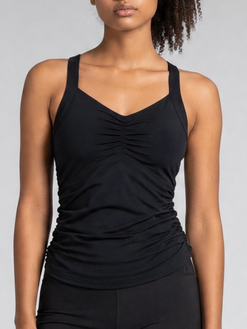 Ally Ruched Scoop Neck active wear Cami Tank Top pickle ball running sporty gym
